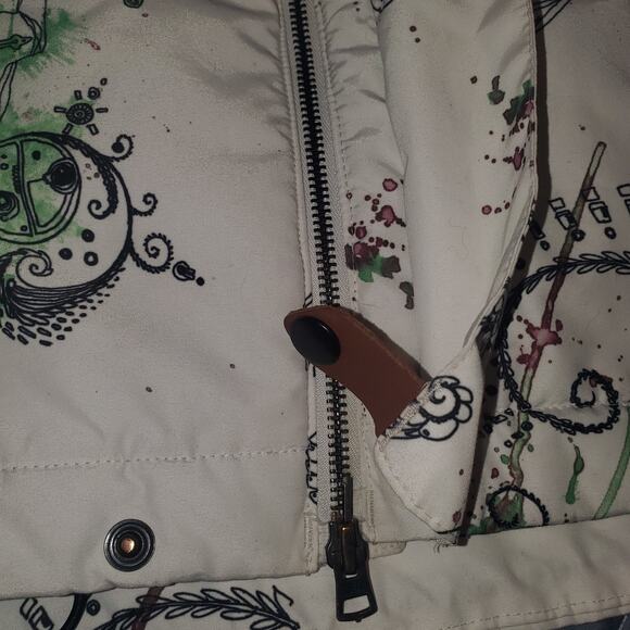 BONFIRE Size XS Woman's Snowboard Blur Ski Jacket White Green Logo NO HOOD - Picture 2 of 10